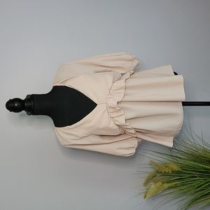 Pink Lily Cream/Tan Blouse with 3/4 Length Sleeves (small)